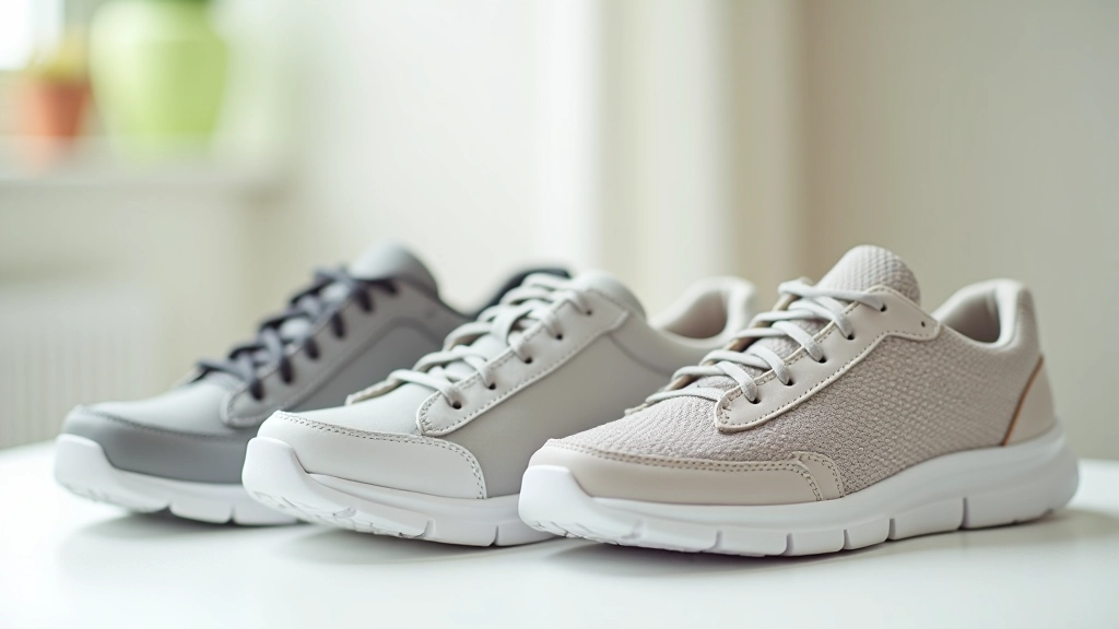 Dažādu veidu komfortablie senioru apavi — sneakers, ortopēdiski apavi, vieglās pārgājienu kurpes