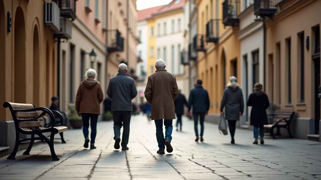 Seniori pastaigas laikā Vecpilsētā